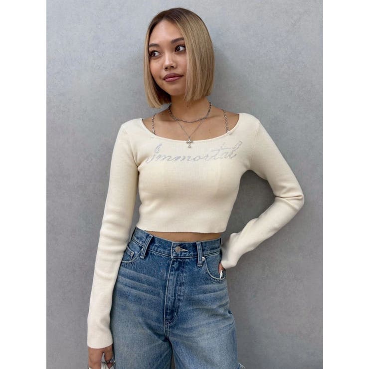 ラインストーンロゴニットトップス | EVRIS | 詳細画像49 