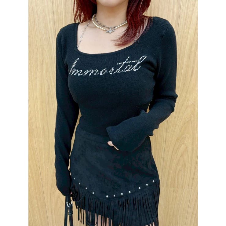 ラインストーンロゴニットトップス | EVRIS | 詳細画像9 