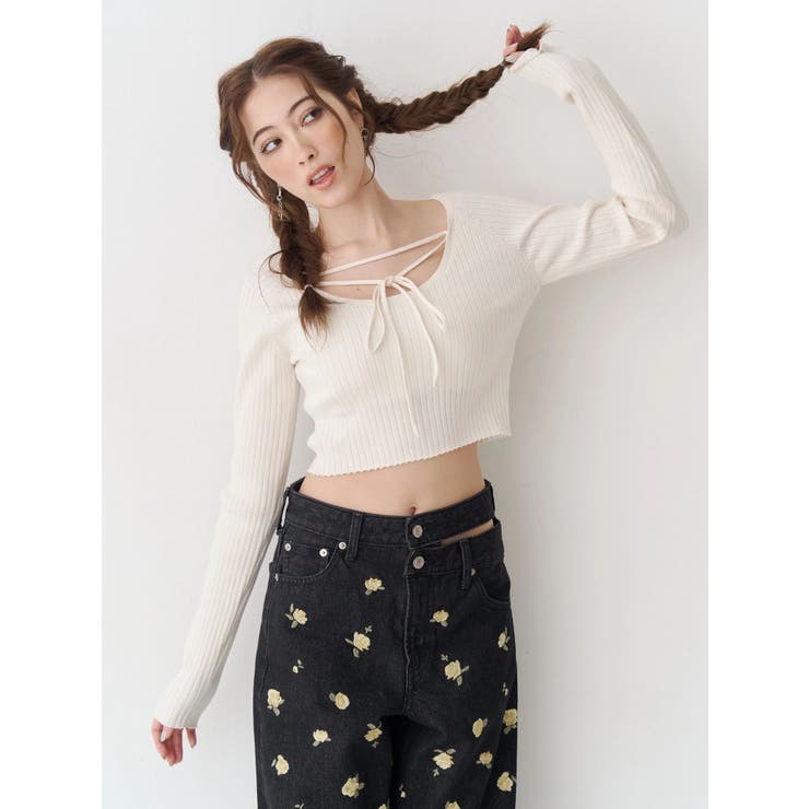 ストラップデザインリブニットトップス | EVRIS | 詳細画像3 