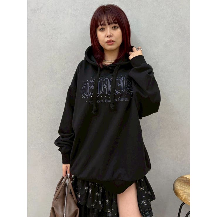 ブラック | EVRISロゴオーバーサイズフーディー | EVRIS