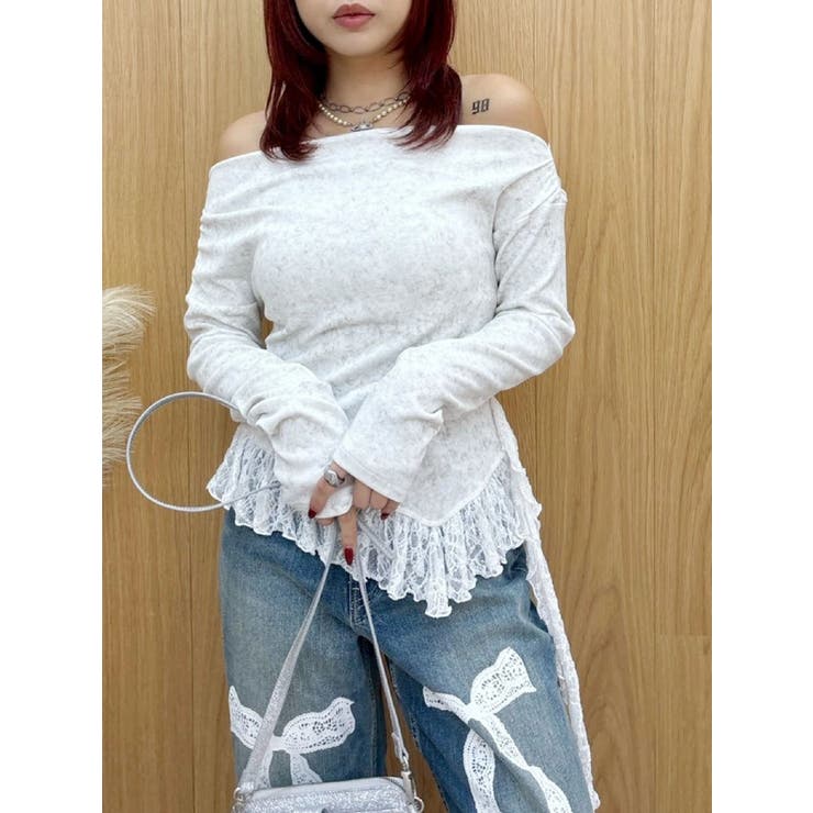 レースドッキングアシンメトリートップス | EVRIS | 詳細画像18 