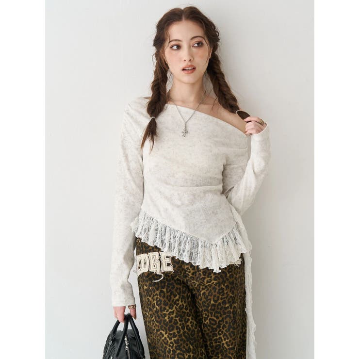 レースドッキングアシンメトリートップス | EVRIS | 詳細画像2 