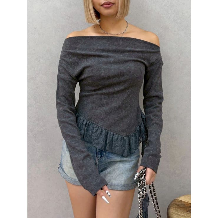 レースドッキングアシンメトリートップス | EVRIS | 詳細画像30 