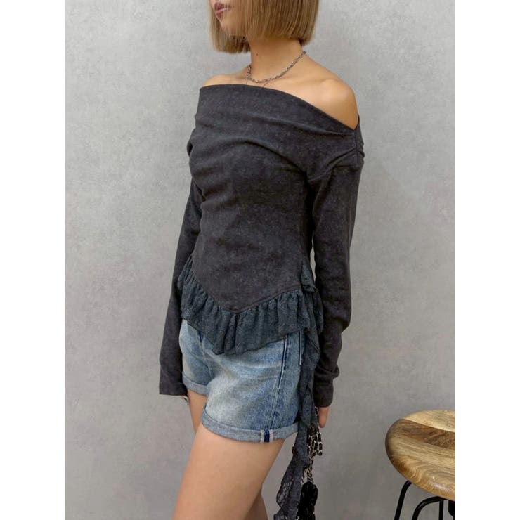 レースドッキングアシンメトリートップス | EVRIS | 詳細画像31 