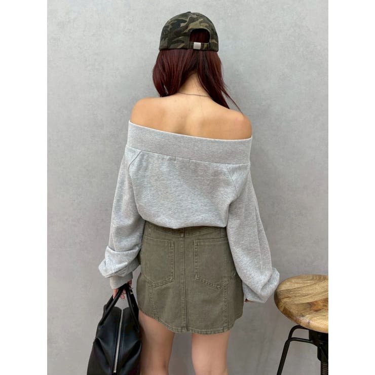 フロントジップオフショルスウェットトップス【セットアップ着用可能】 | EVRIS | 詳細画像15 