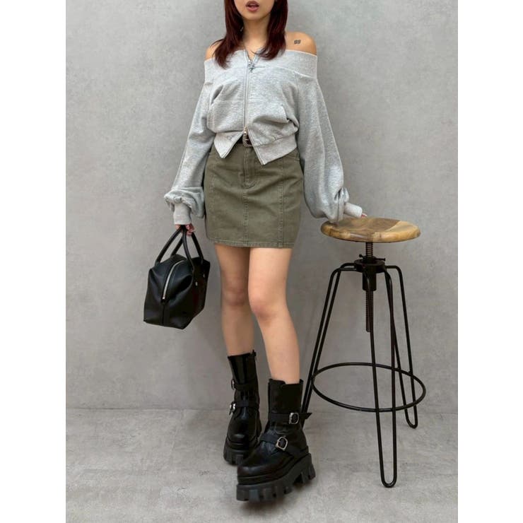 フロントジップオフショルスウェットトップス【セットアップ着用可能】 | EVRIS | 詳細画像16 