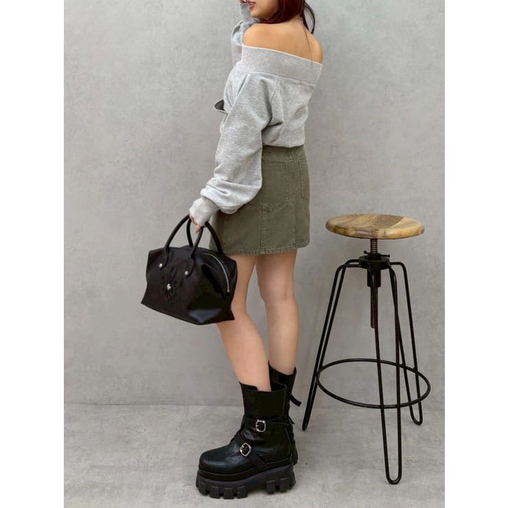 フロントジップオフショルスウェットトップス【セットアップ着用可能】 | EVRIS | 詳細画像17 