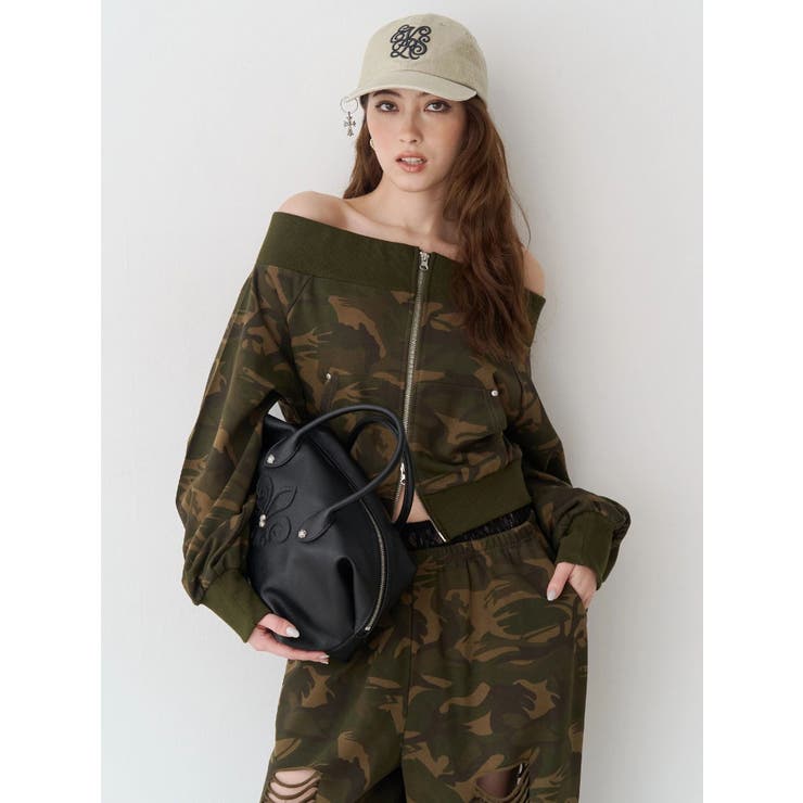 フロントジップオフショルスウェットトップス【セットアップ着用可能】 | EVRIS | 詳細画像2 