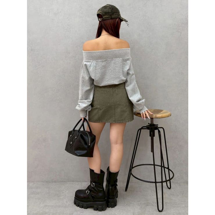 フロントジップオフショルスウェットトップス【セットアップ着用可能】 | EVRIS | 詳細画像20 