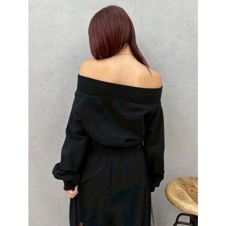 フロントジップオフショルスウェットトップス【セットアップ着用可能】 | EVRIS | 詳細画像25 