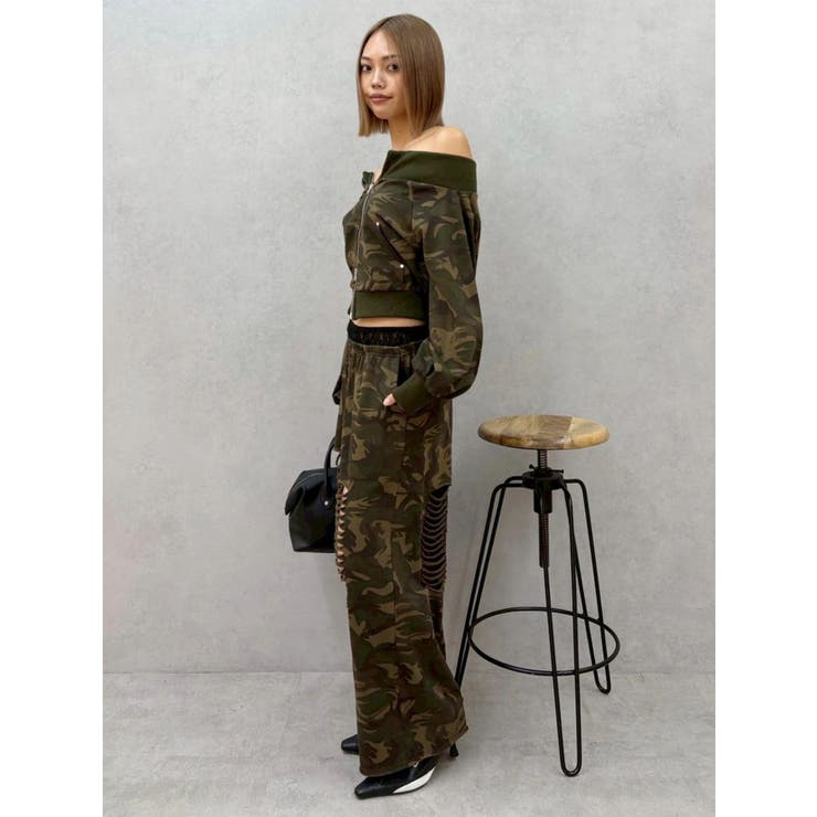 フロントジップオフショルスウェットトップス【セットアップ着用可能】 | EVRIS | 詳細画像34 