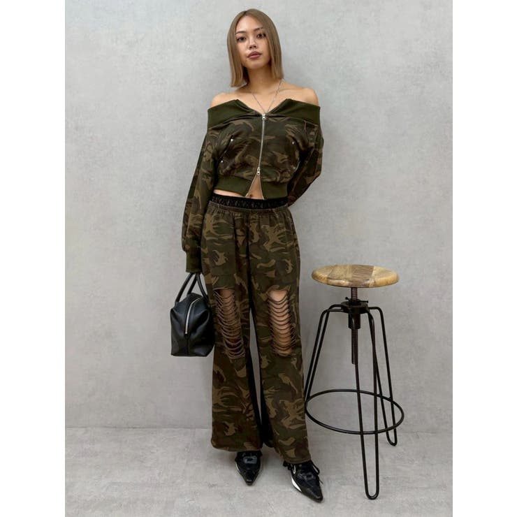 フロントジップオフショルスウェットトップス【セットアップ着用可能】 | EVRIS | 詳細画像35 