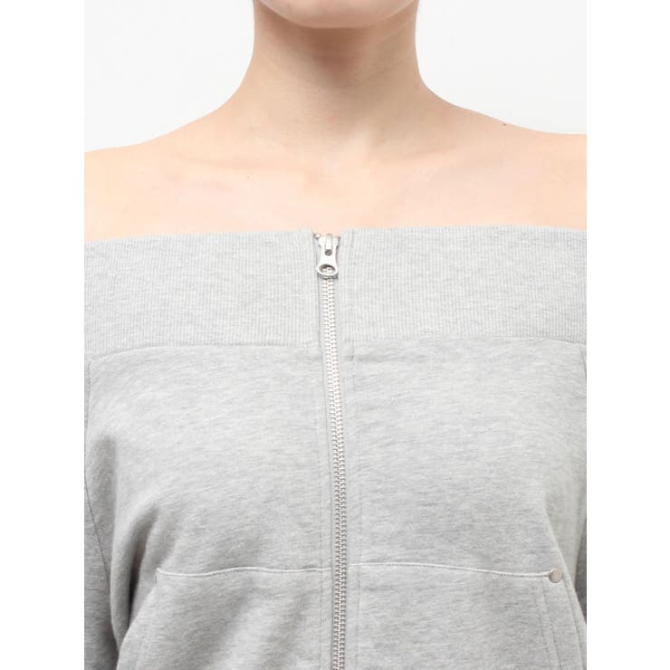 フロントジップオフショルスウェットトップス【セットアップ着用可能】 | EVRIS | 詳細画像39 