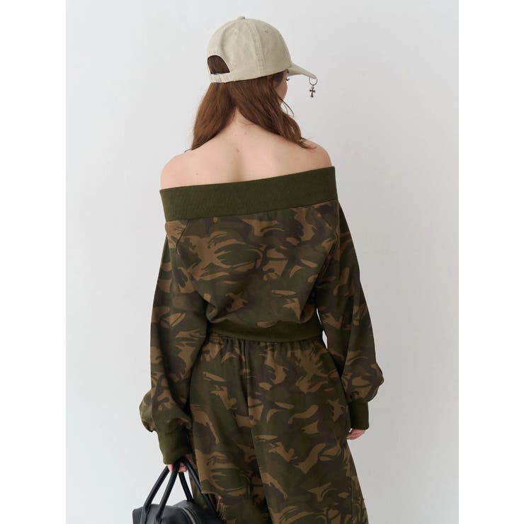 フロントジップオフショルスウェットトップス【セットアップ着用可能】 | EVRIS | 詳細画像4 