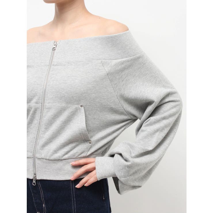 フロントジップオフショルスウェットトップス【セットアップ着用可能】 | EVRIS | 詳細画像40 