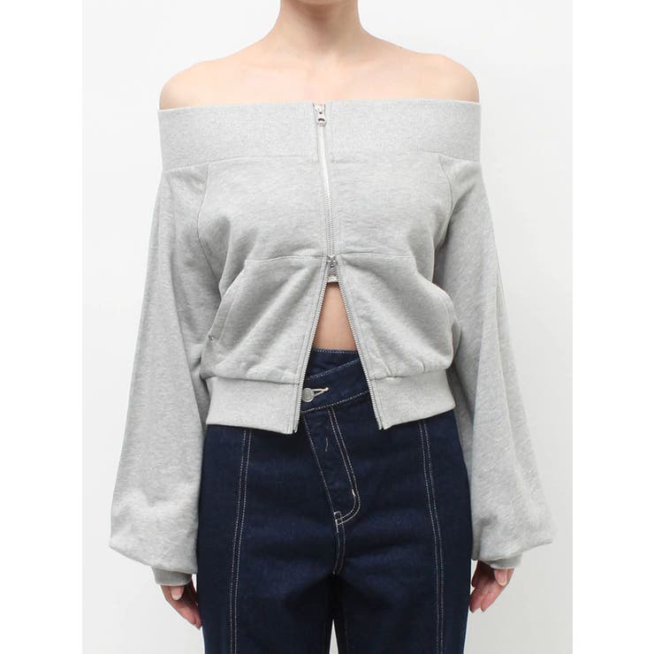 フロントジップオフショルスウェットトップス【セットアップ着用可能】 | EVRIS | 詳細画像44 