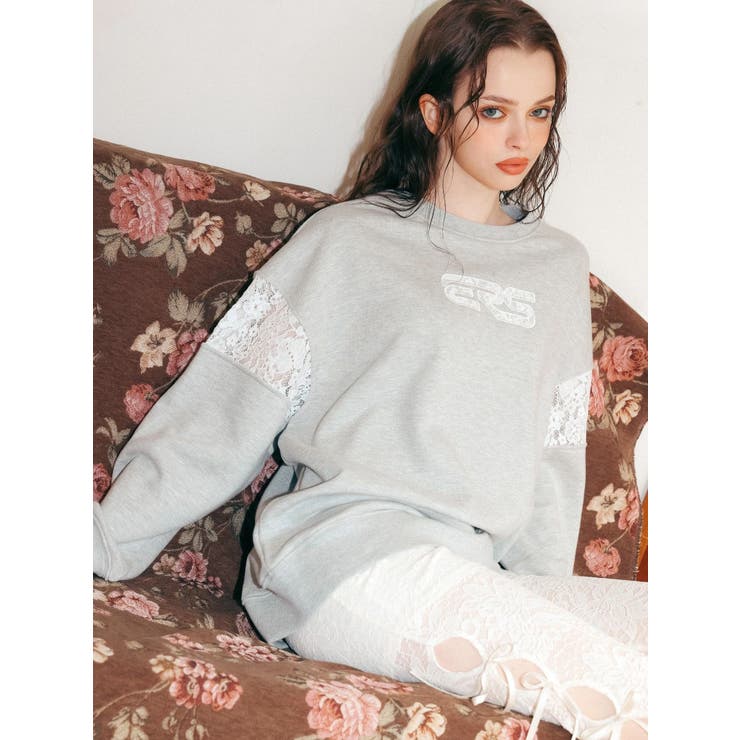 レースEmbroideryスウェットトップス | EVRIS | 詳細画像3 