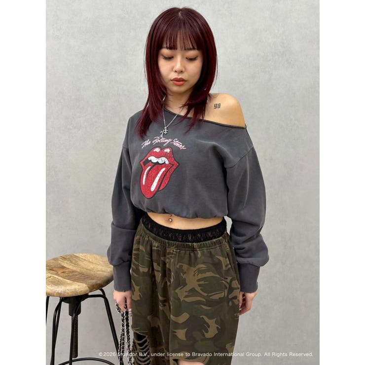 ブラック | 【ザ・ローリング・ストーンズ】ワンショルスウェット | EVRIS