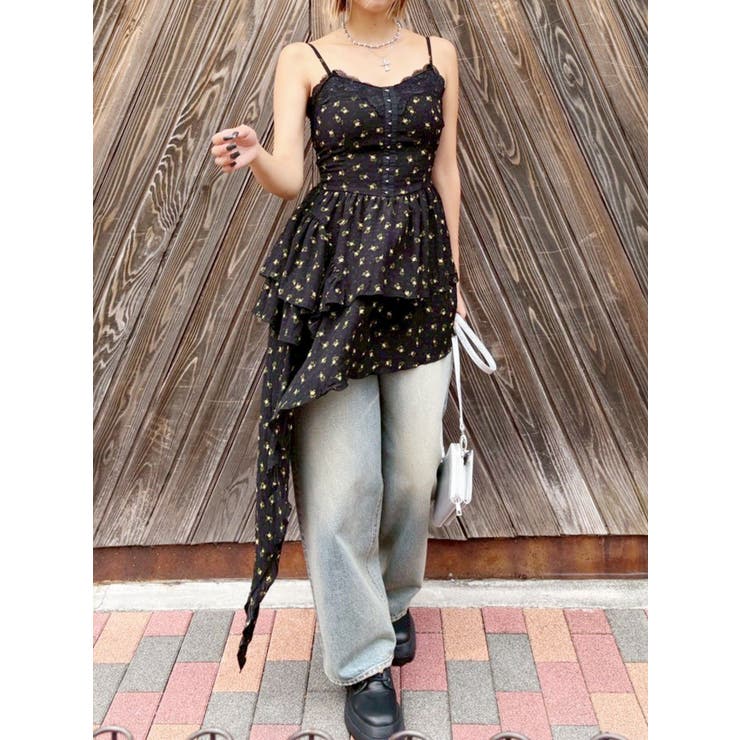 レースドッキングアシンメトリーミニワンピース | EVRIS | 詳細画像1 