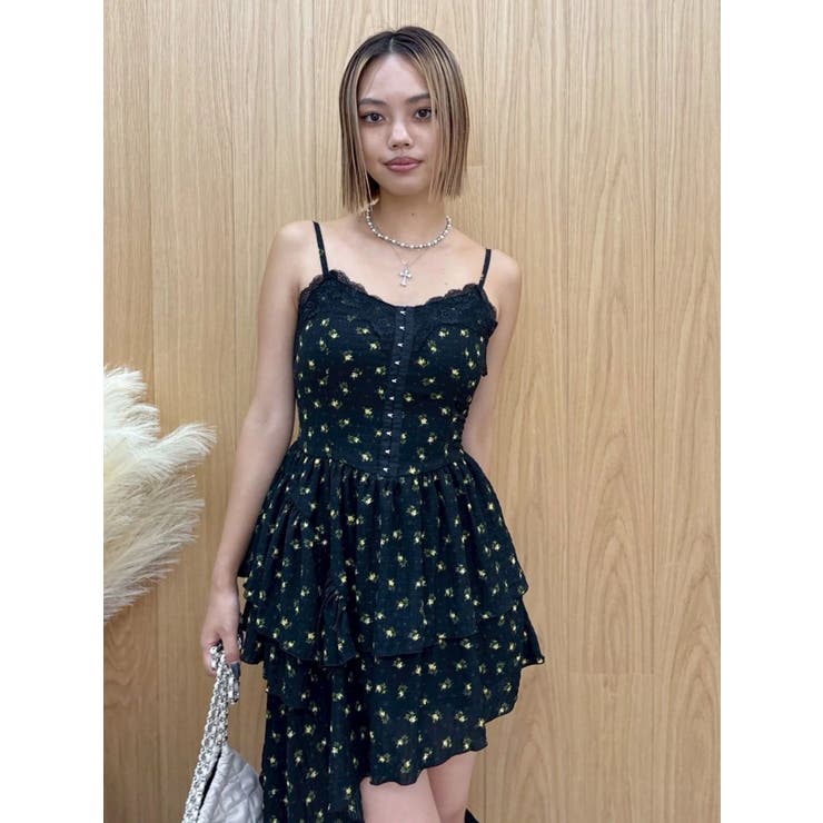 レースドッキングアシンメトリーミニワンピース | EVRIS | 詳細画像11 