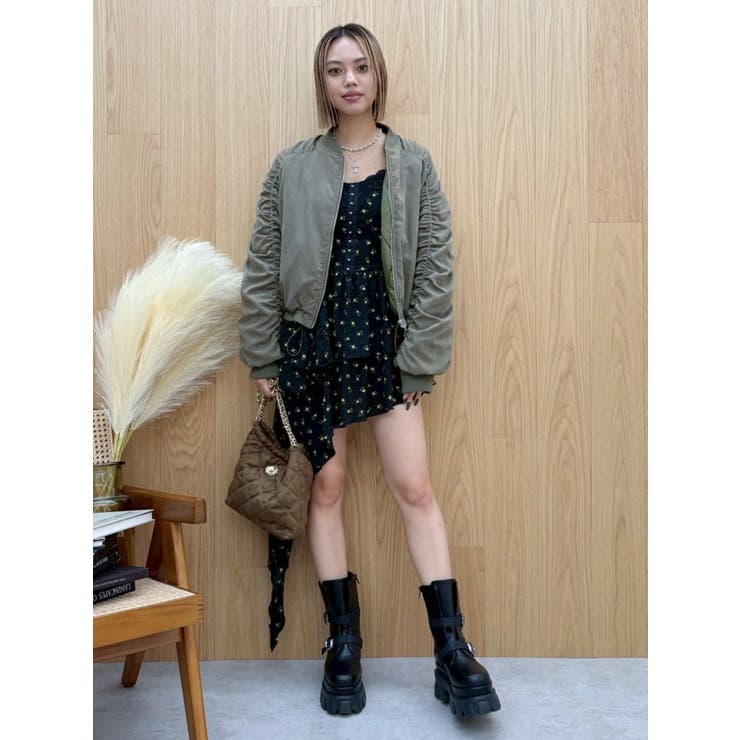 レースドッキングアシンメトリーミニワンピース | EVRIS | 詳細画像18 