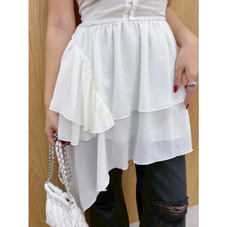 レースドッキングアシンメトリーミニワンピース | EVRIS | 詳細画像27 