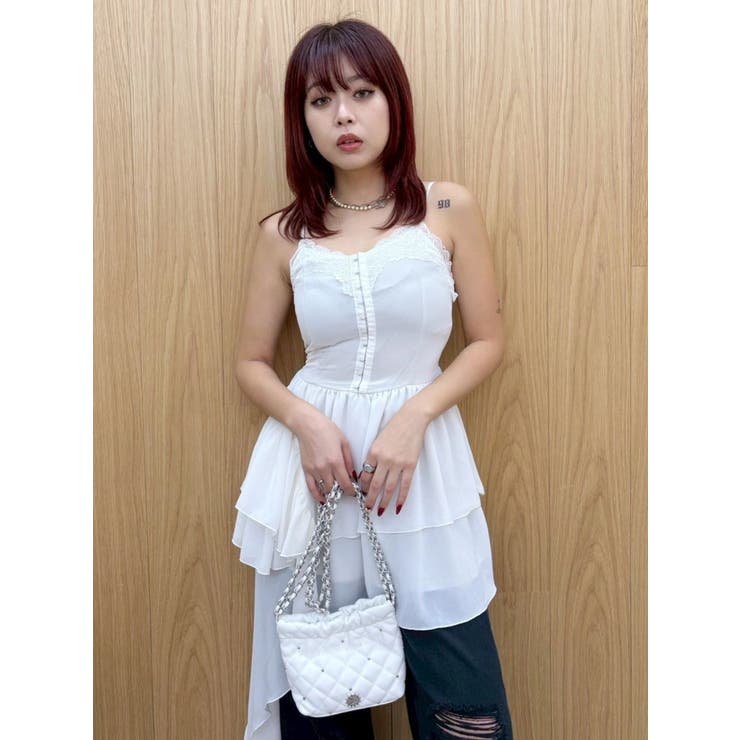 レースドッキングアシンメトリーミニワンピース | EVRIS | 詳細画像28 