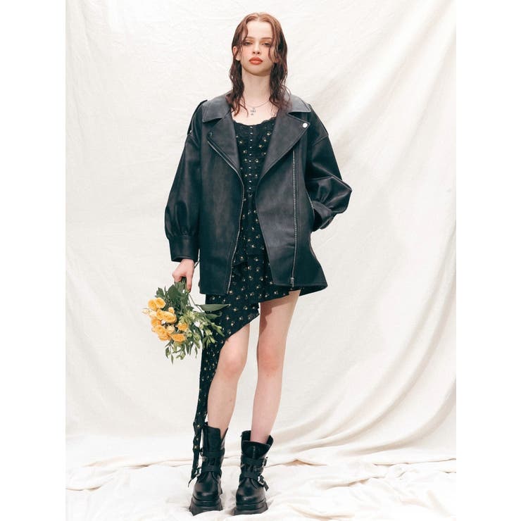 レースドッキングアシンメトリーミニワンピース | EVRIS | 詳細画像4 