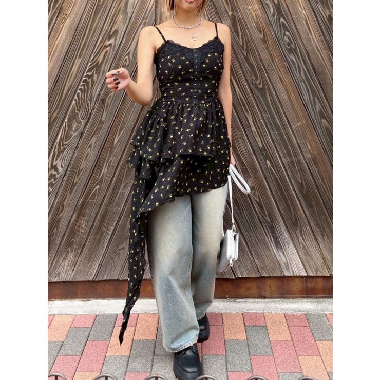 レースドッキングアシンメトリーミニワンピース | EVRIS | 詳細画像7 