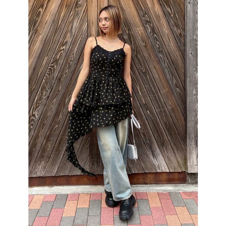 レースドッキングアシンメトリーミニワンピース | EVRIS | 詳細画像8 