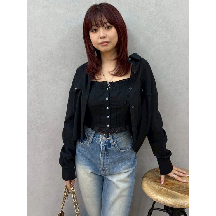 ブラック | アンサンブルシャツトップス | EVRIS