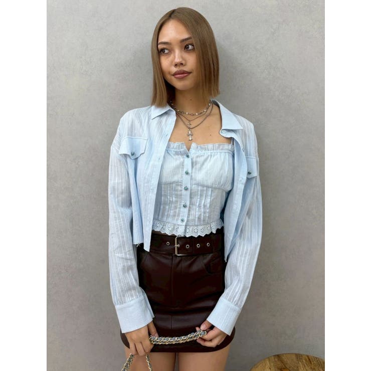 ブルー | アンサンブルシャツトップス | EVRIS