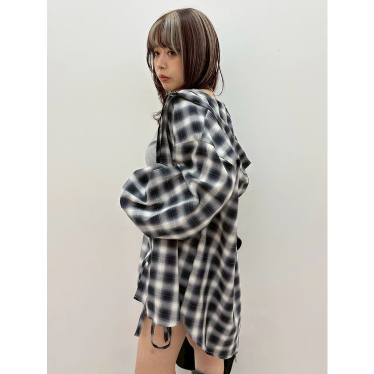 オーバーサイズチェックフードシャツ【セットアップ着用可能】 | EVRIS | 詳細画像20 