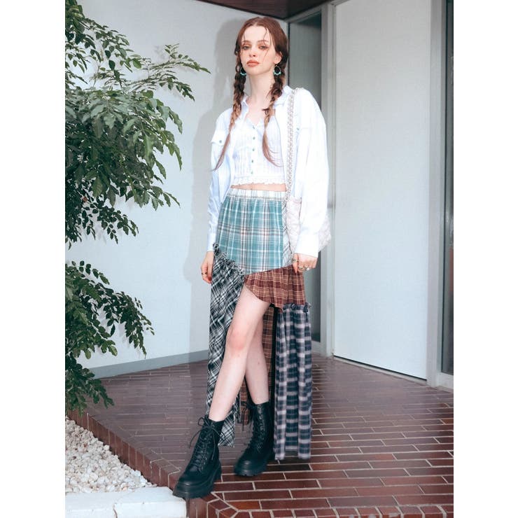 チェックドッキングロングスカート | EVRIS | 詳細画像3 