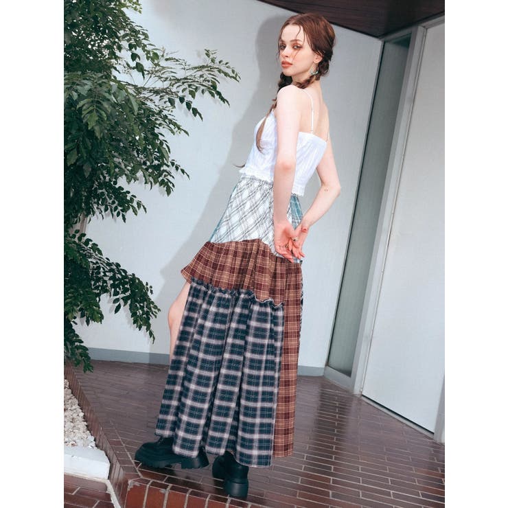 チェックドッキングロングスカート | EVRIS | 詳細画像4 