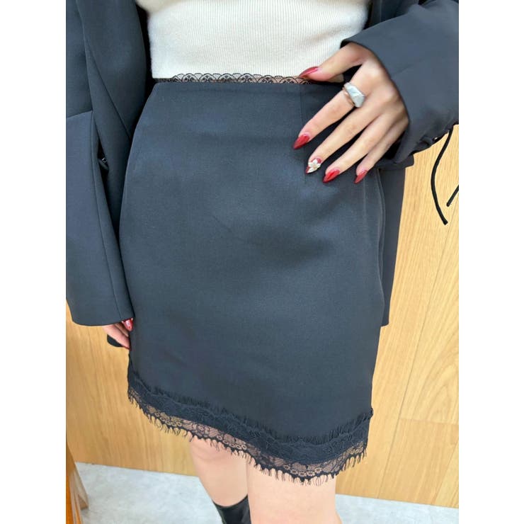 ブラック | レースコンビミニスカート【セットアップ着用可能】 | EVRIS