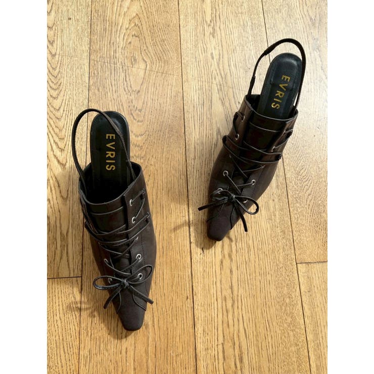 ブラック | レースアップポインテッドヒール | EVRIS