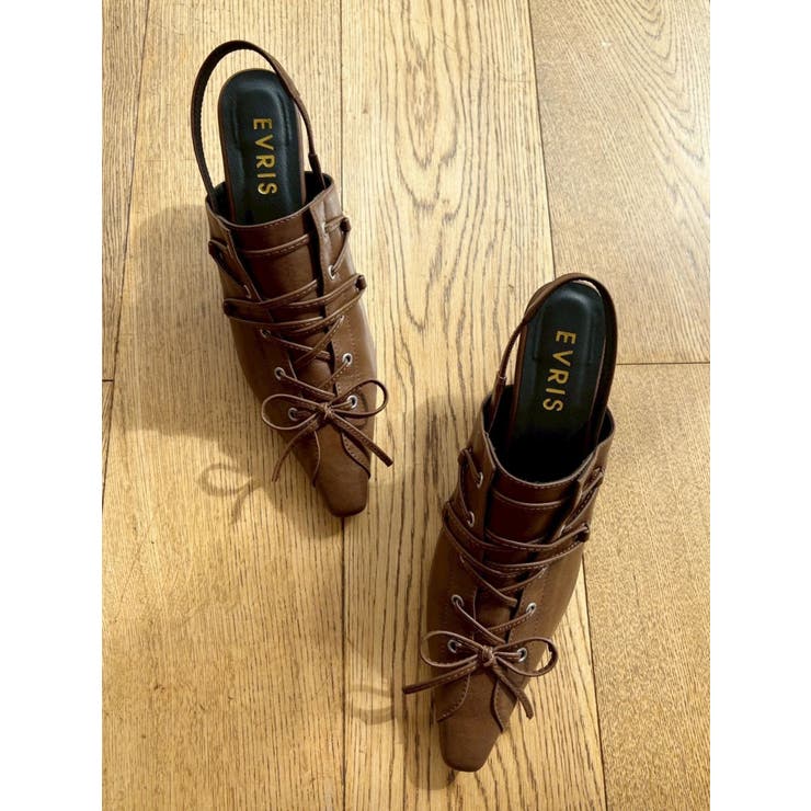 ブラウン | レースアップポインテッドヒール | EVRIS