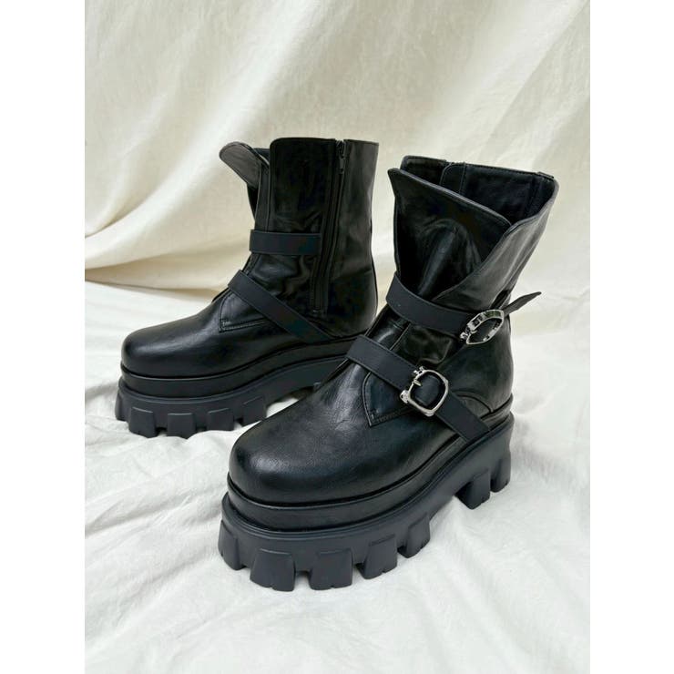 ダブルベルトバックルデザインワークブーツ | EVRIS | 詳細画像1 