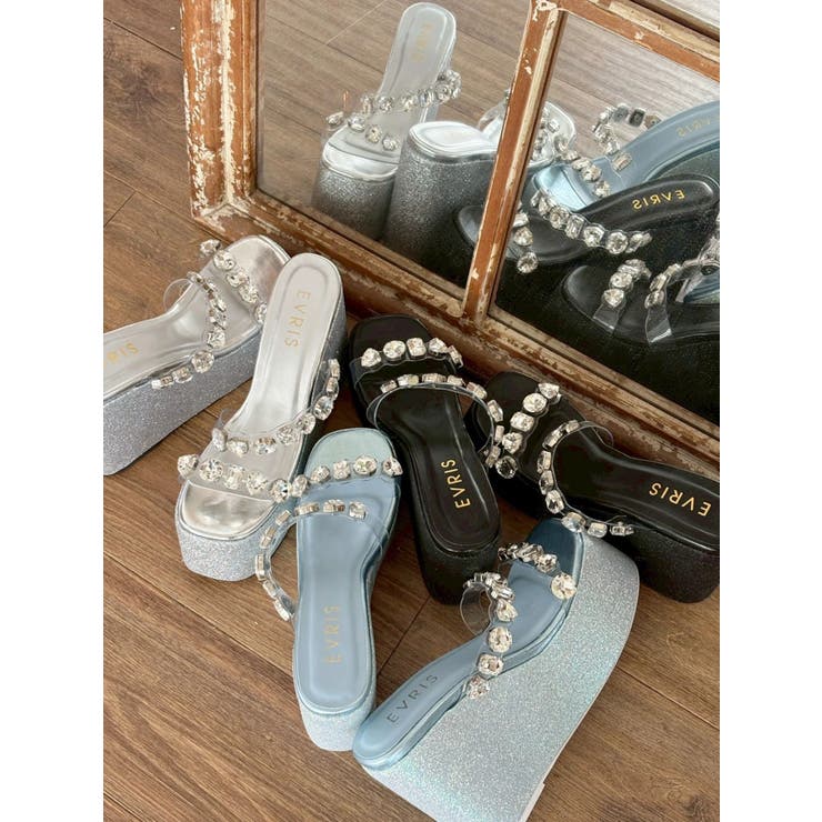 【厚底】ビジュープラットフォームサンダル | EVRIS | 詳細画像21 