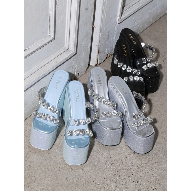 【厚底】ビジュープラットフォームサンダル | EVRIS | 詳細画像25 