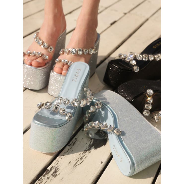 【厚底】ビジュープラットフォームサンダル | EVRIS | 詳細画像3 