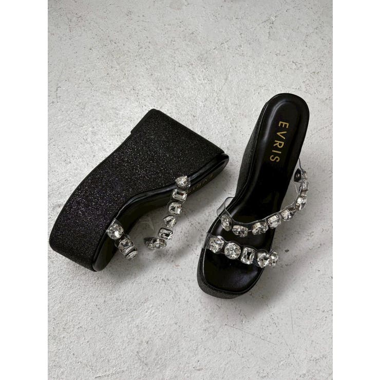 【厚底】ビジュープラットフォームサンダル | EVRIS | 詳細画像30 