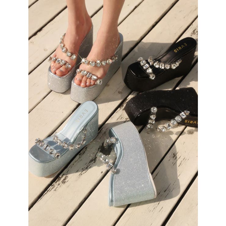 【厚底】ビジュープラットフォームサンダル | EVRIS | 詳細画像5 