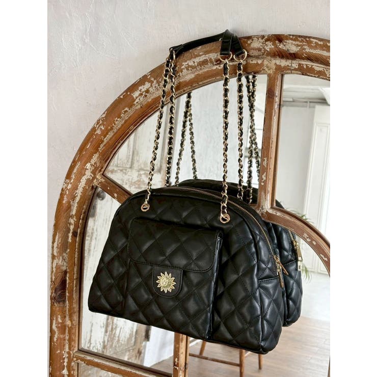 ブラック | キルティングチェーンポケットBAG | EVRIS