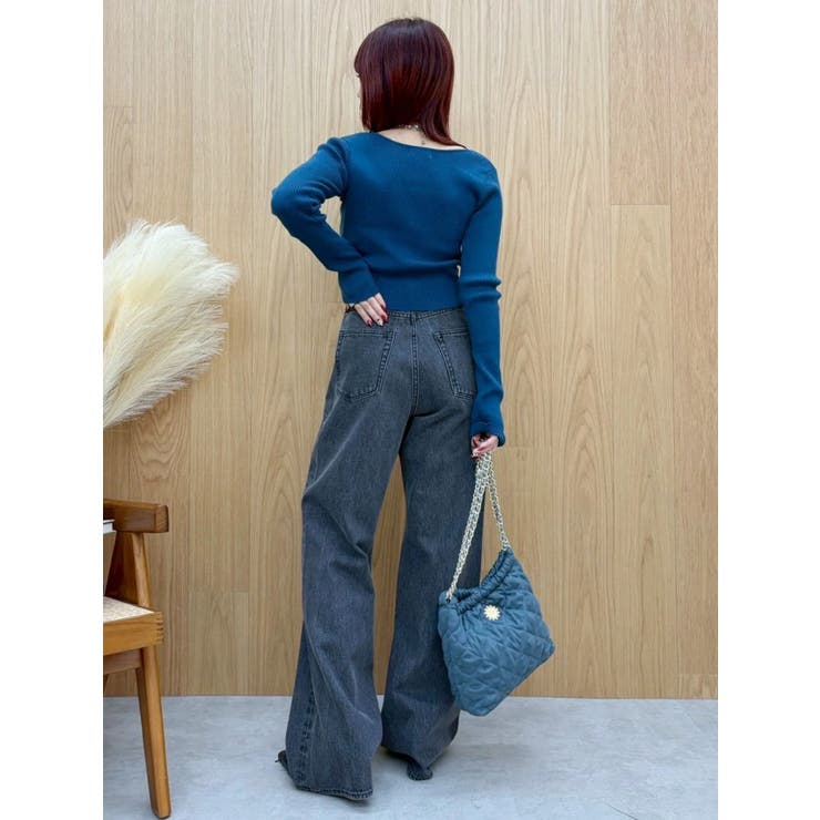 ビジューハートカッティングワイドデニムパンツ | EVRIS | 詳細画像12 