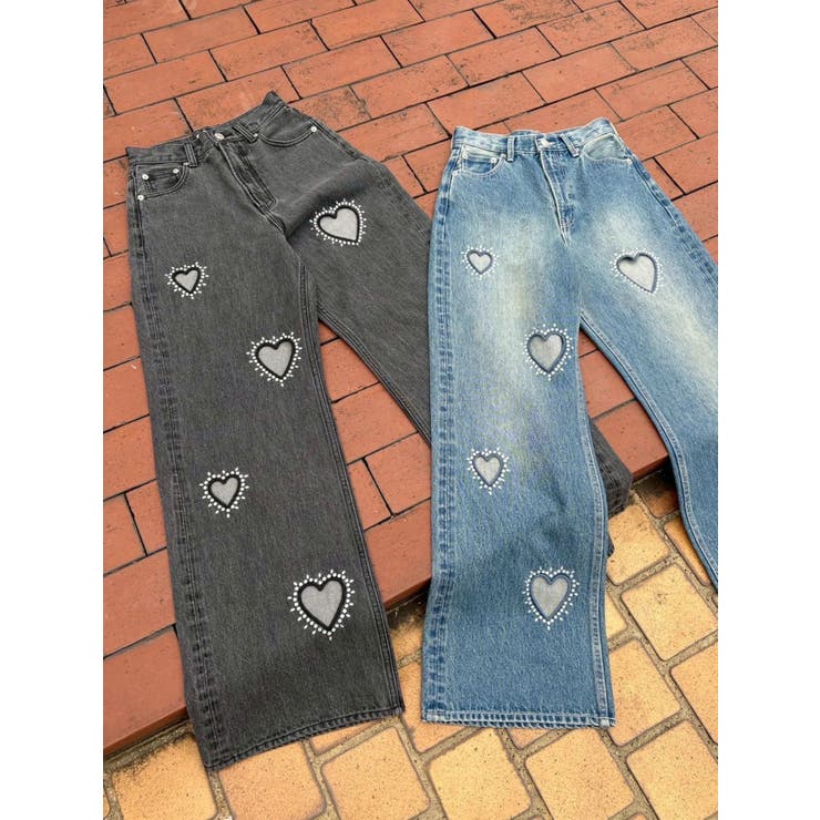 ビジューハートカッティングワイドデニムパンツ | EVRIS | 詳細画像14 