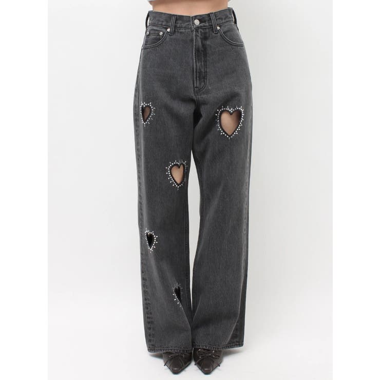 ビジューハートカッティングワイドデニムパンツ | EVRIS | 詳細画像15 