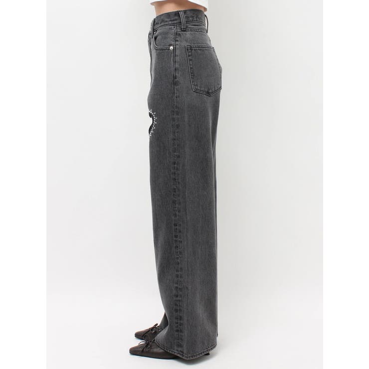 ビジューハートカッティングワイドデニムパンツ | EVRIS | 詳細画像16 