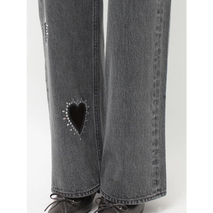 ビジューハートカッティングワイドデニムパンツ | EVRIS | 詳細画像21 